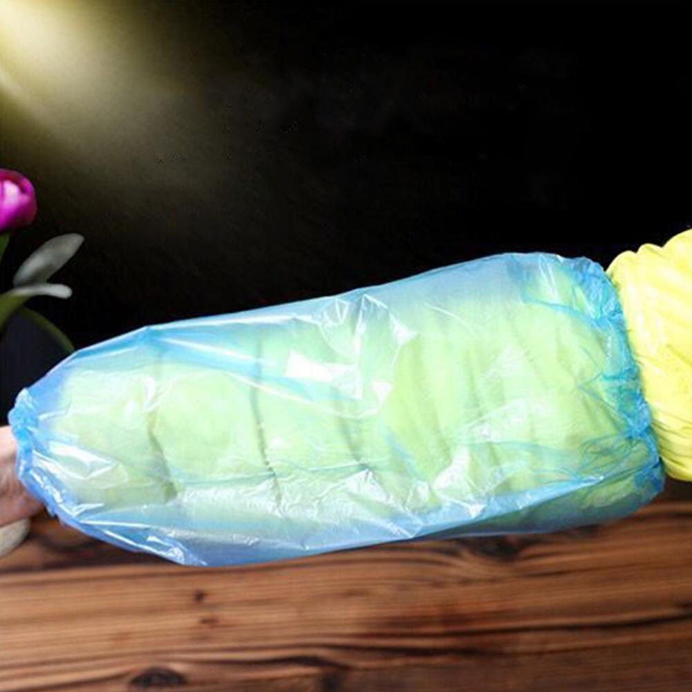 100 шт./упак. Пластиковые одноразовые нарукавники для защиты рук, синие