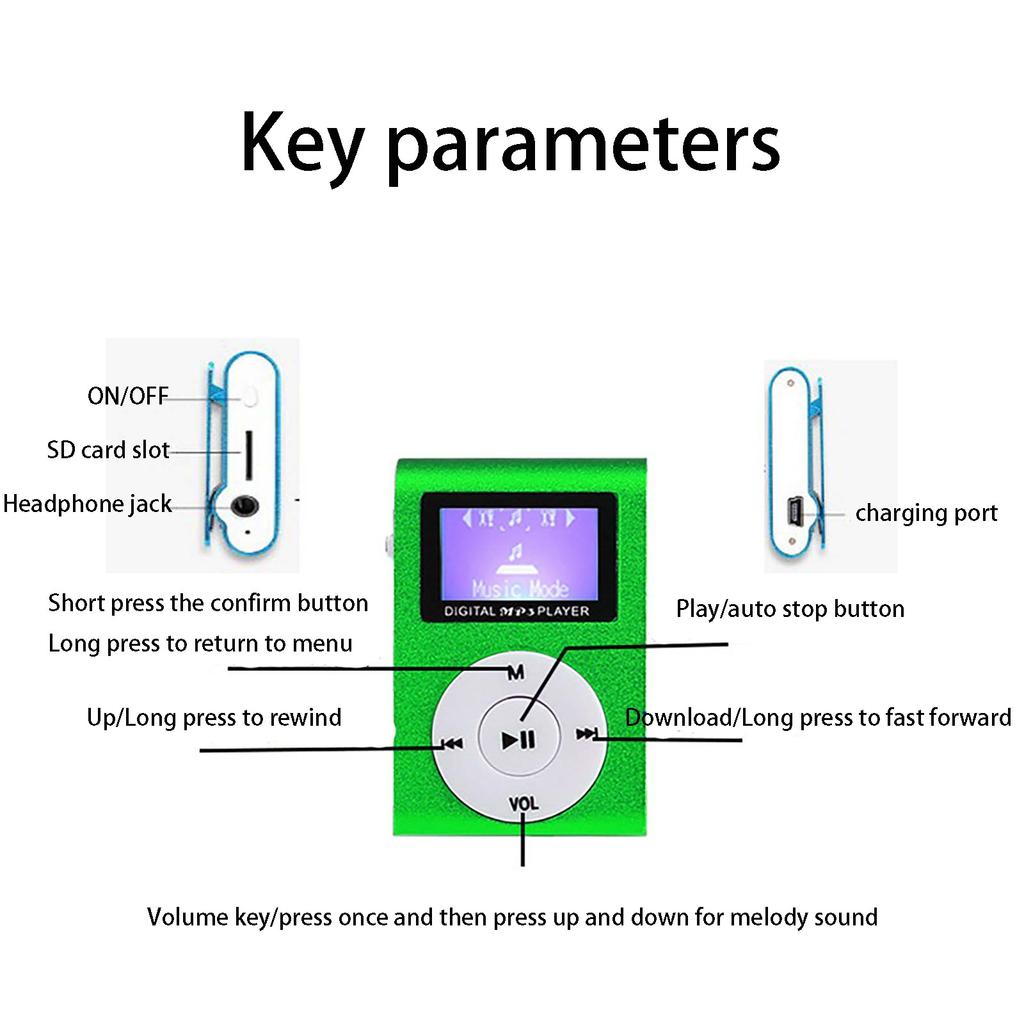 Экран металлический зажим карта MP3 музыкальный плеер зажим студенческий портативный плеер подарок