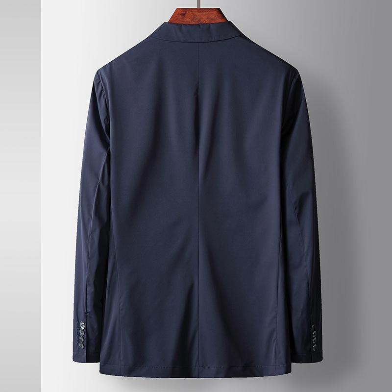 Men's Casual Suit Spring and Summer Thin Non-ironing Single-west Solid Color Light Luxury Milk Silk Middle-aged and Young People Convenient Jacket