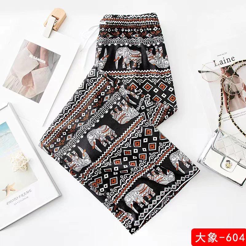 Elephant Pants Adjustable Elastic Waist Strap Rope Loose Legs Women Men Unisex Print Thailand Casual Streetwear Beach Bohemian Retro Vintage