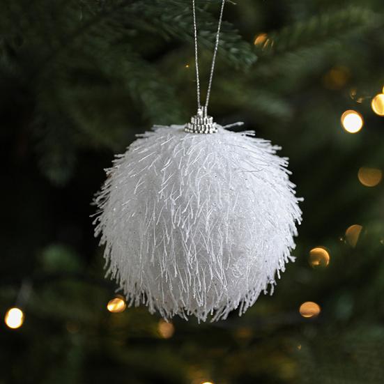 8 см Белый Пенопластовый Рождественский Шар Орнамент Снежное Праздничное Украшение Легкий Блестящий Подвесной Кулон на Елку для Дома Новый Год