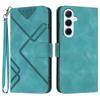 For Samsung Galaxy A56 5G Wallet Case Line Imprinted PU Leather Phone Cover with Strap