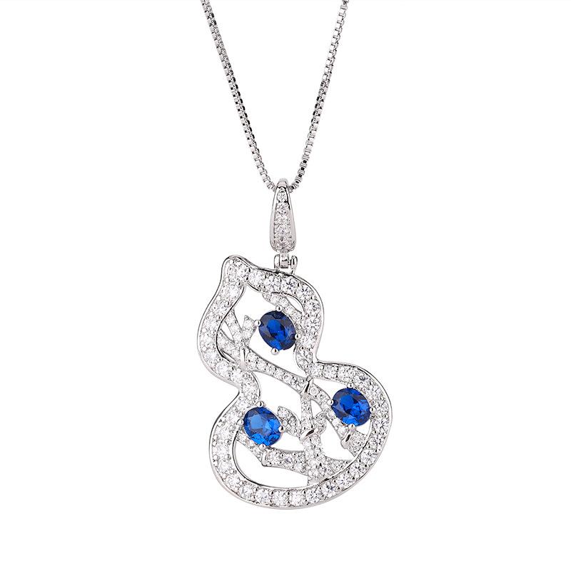 Комплект украшений ключица цепочка тыква серебряные серьги иглы 925 пробы кольцо инкрустированное темперамент ретро женский стиль