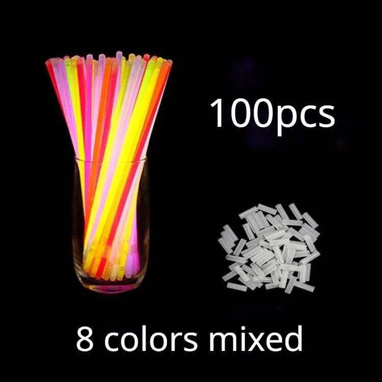 100/200 Pieces Wedding Party with Fluorescent Glow Sticks, Colorful Neon Bracelets and Necklaces, Sing Glow Sticks Glow Sticks