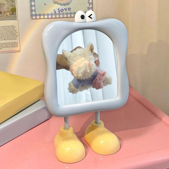 Мультяшное настольное зеркало со стоящими ножками, квадратная рама с глазами, настольное зеркало для макияжа, женское