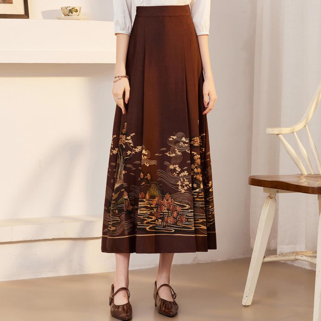 Retro Elegant Chinese Style Improved Horse Face Skirt