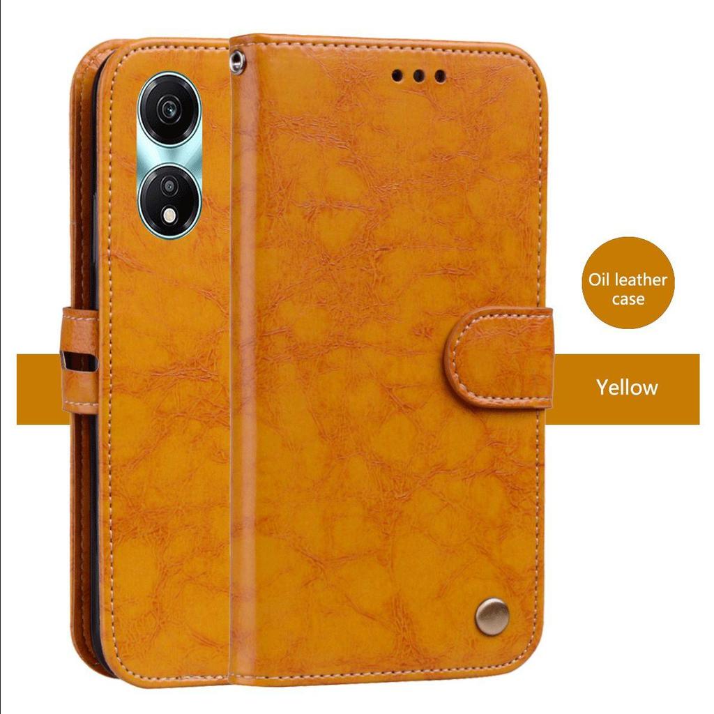 Винтажный чехол-кошелек с текстурой Crazy Horse из ПУ-кожи для HONOR X5 Plus, с держателем для карт, подставкой, противоударный защитный чехол