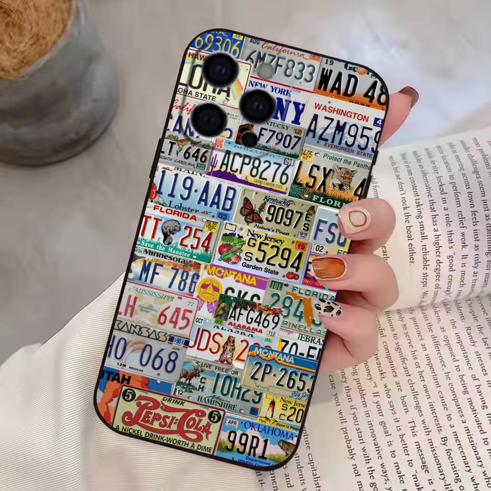 Retro license P-plate Phone Case For iPhone 17, 16,15,14,13,12,11 Plus,Pro Max, Others Soft Black Cover