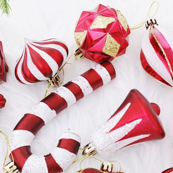 16 шт. Рождественские шары, украшения для елки, пластиковые трости, леденцы, колокольчики, подвесные украшения, праздничные принадлежности для вечеринок