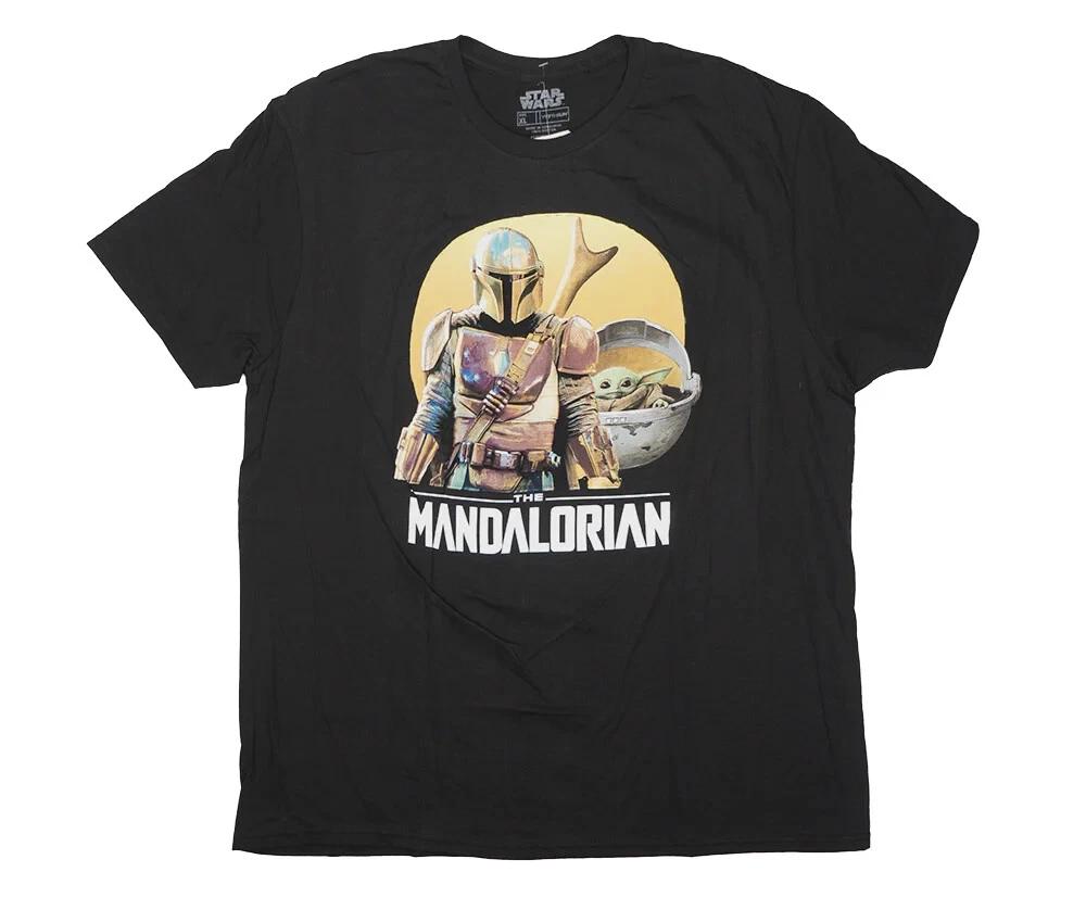 Официально лицензированная футболка Star Wars "Мандалорец" Черная для взрослых 100% хлопок Мужские футболки Топ