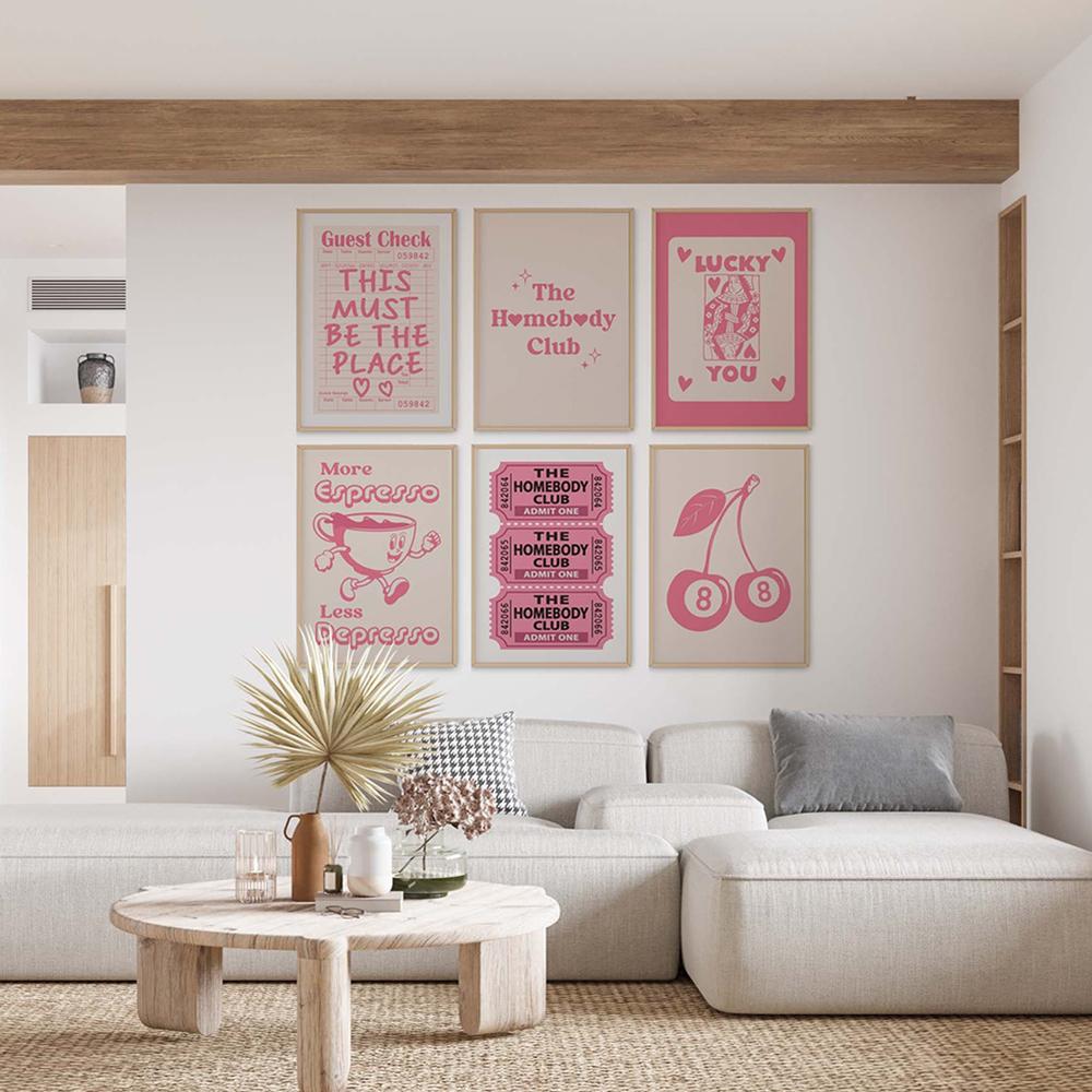 The Homebody Club Print Minimalist Heart Poster Ticket Trendy Living Room Decor Quote Aesthetic Apartment Wall Art Pictures