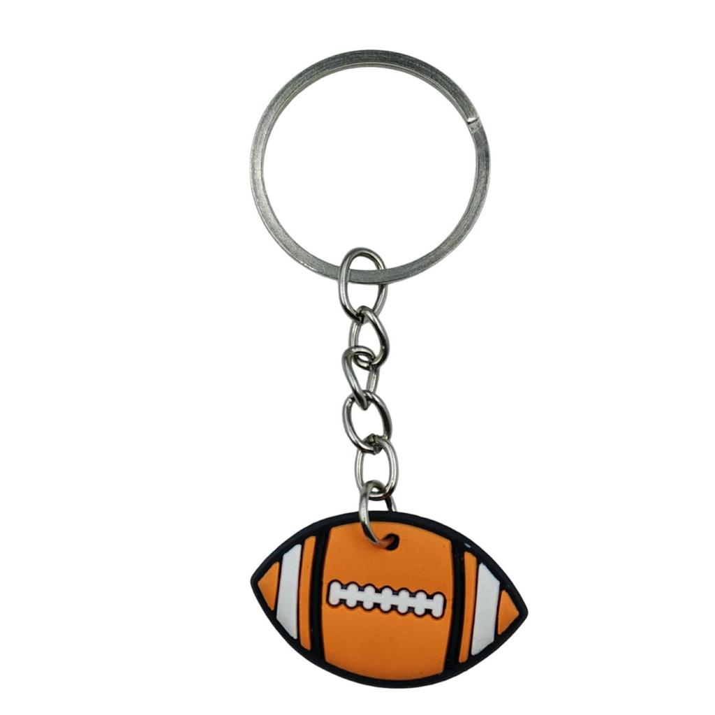 Creative Sports Keychain: Soft PVC Rubber Keyring for Football, Basketball, Volleyball, Rugby Bag Pendant