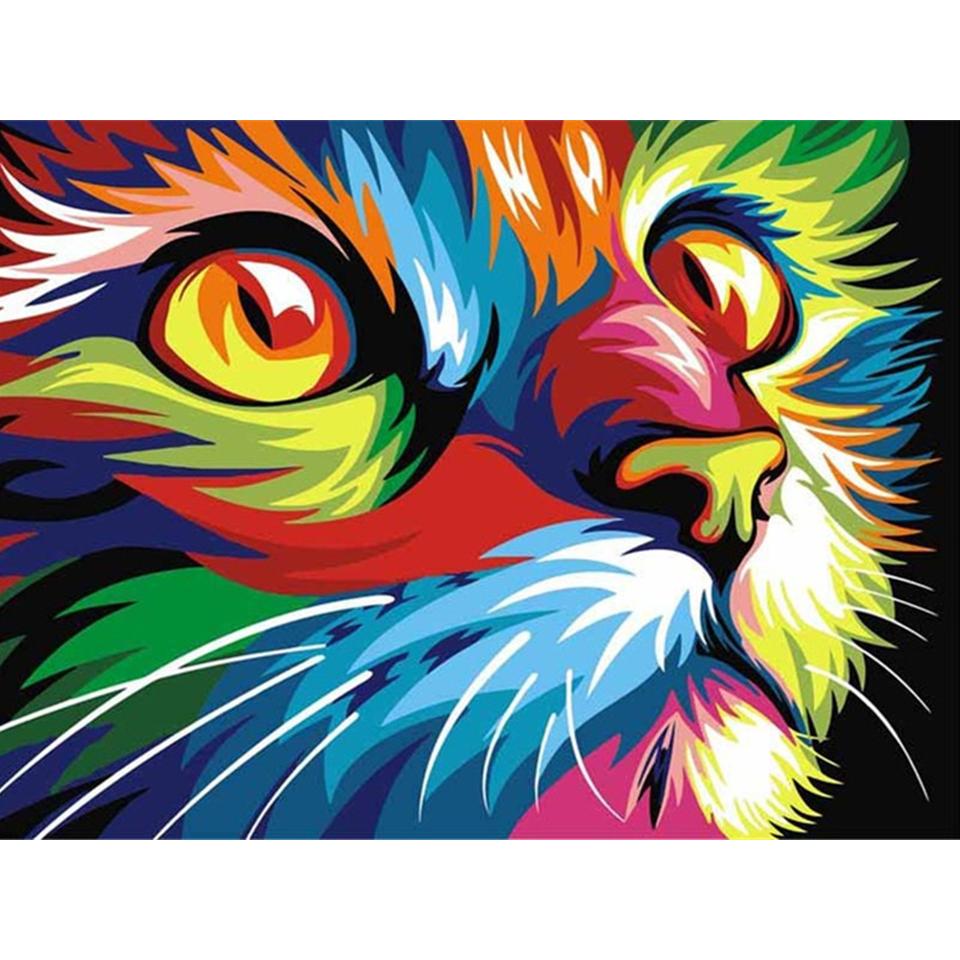 DIY 5D Diamond Painting Animal Lion Cat Monkey Cross Stitch Kit Diamond Embroidery Mosaic Art Picture Rhinestone Decoration Gift