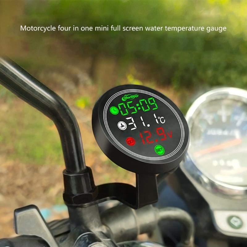 Motorcycle Electronic Timer Time Thermometer Voltmeter 4-in-1 S7 Waterproof Touch-Screen Digital Display Voltage Meter