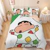 Cartoon Crayon Shin Chan ,Microfibre Bedding Sets, Children's Bed Linen with Zip Room Decor Duvet Cover for Teenagers Adult