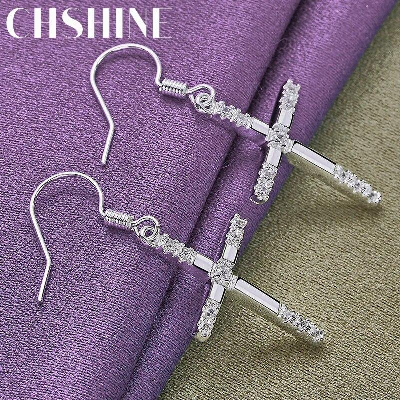 CHSHINE серьги из стерлингового серебра 925 пробы с крестом для женщин, свадебные и помолвочные модные очаровательные ювелирные изделия
