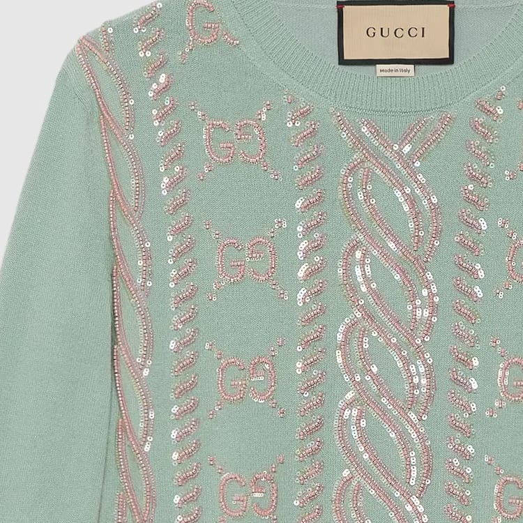 Gucci Вязаный трикотаж SS24 Женский Циановый 773589-XKDUX-4853