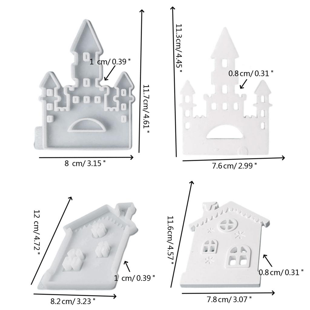 Castle House Candlesticks Resins Moulds Snow House Candle Holder Silicone Molds DIY Castings Moulds for Home Decorations