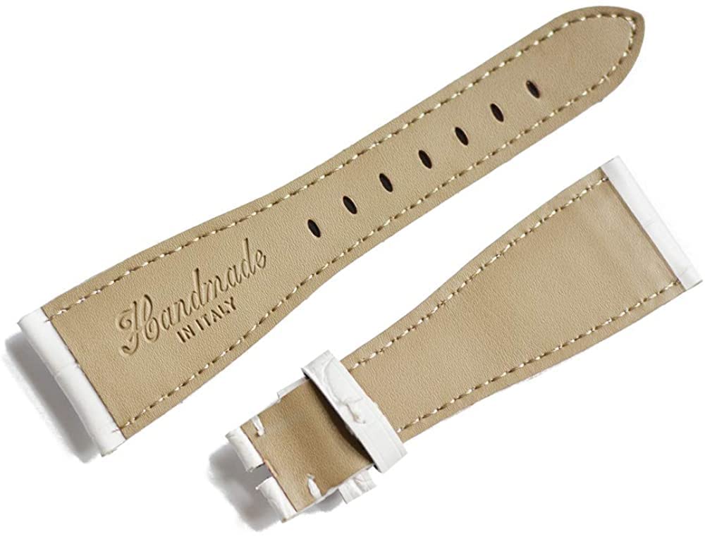 Часы King Совместимы с GaGa Manuale 48 мм Тисненые Aftermarket [Импортные Оригинальные] Детали, Милан, Ремешок, Крокодил, Белый,