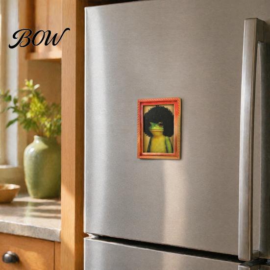 Frog Collectible Magnet Abstract Refrigerator Magnet, Framed Hairstyle Fridge Animal Frame Home Kitchen Office Decoration Party Favors Appliance Decor