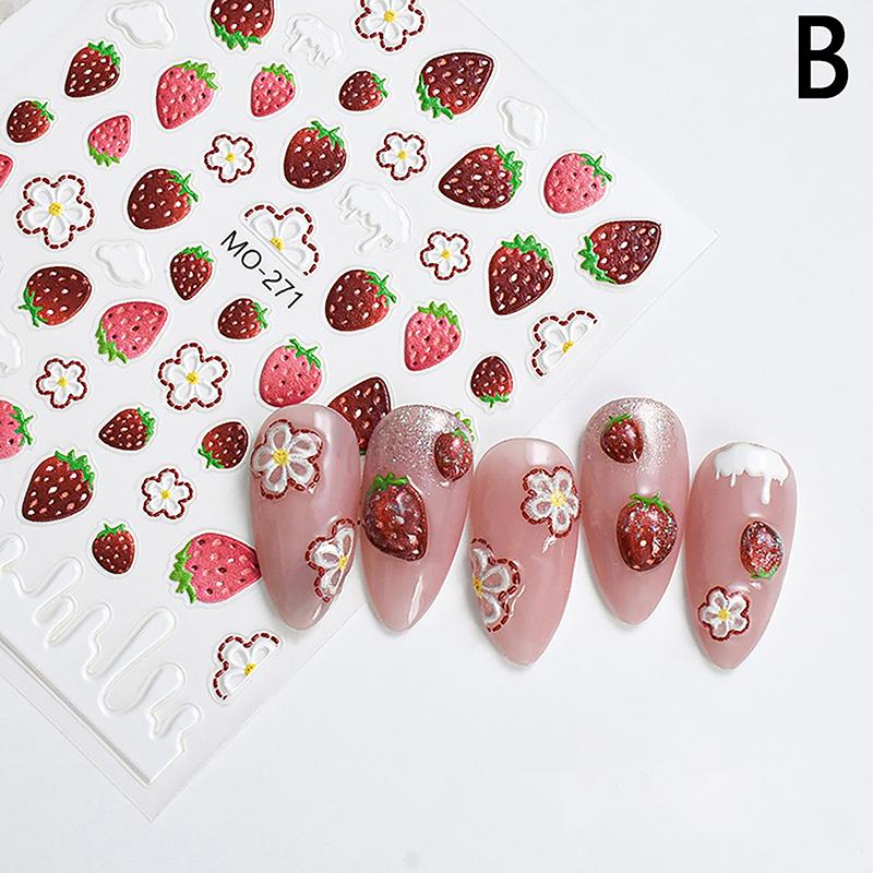 Лимон Вишня Клубника Сделай сам 5D Мягкий Тисненый Рельеф Самоклеящиеся Украшения для Ногтей Наклейки Декаль
