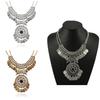 Women's Boho Ethnic Vintage Double Chain Coin Flower Statement Necklace Jewelry