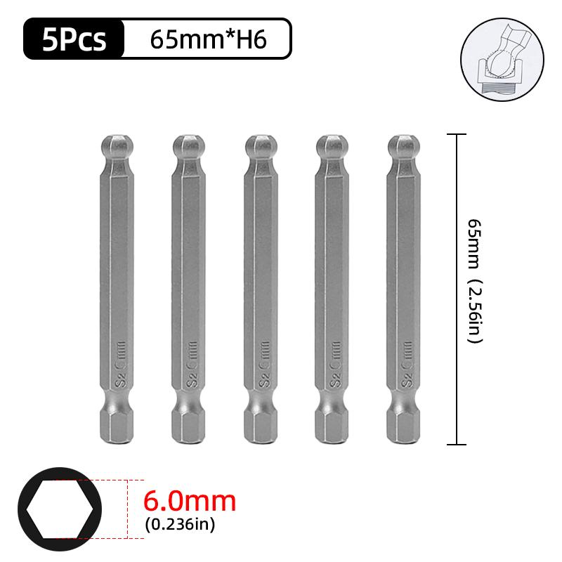 Набор шестигранных отверток с шаровым наконечником, шестигранный ключ, отвертка, сверло с хвостовиком 1/4 дюйма, магнитная сталь S2 65/100 мм, ручные ремонтные инструменты
