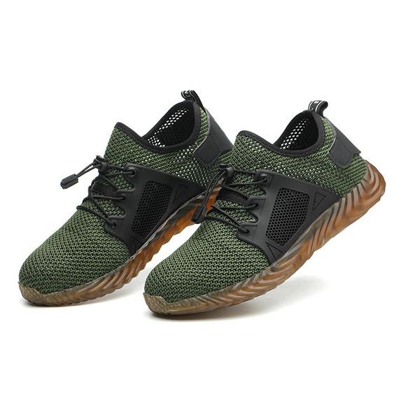 Мужская рабочая защитная обувь со стальным носком для пешего туризма, термоусадочная противоскользящая повседневная обувь большого размера с защитой от столкновений, внутренний материал: Сетка