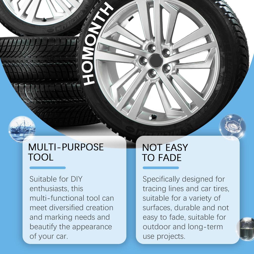 Homonth White Tyre Paint Pen Car Tyre Paint Pen Non-Fading Colour Painting Creative DIY Oil-Based Pen