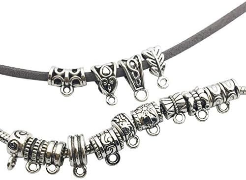 100g (About 125pcs) Mixed Tibetan Tube, Spacer Bail Bead Hanger Fit Charm European Bracelet Pendant (Antique Silver), 125