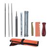 10Pcs Chainsaw Sharpener File Chain Saw Teeth Sharpening Tool Set Kit with Gauge Handle