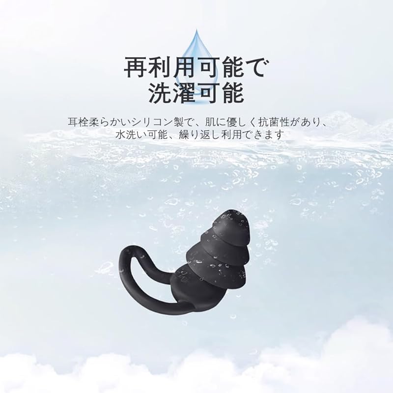 Ear Plugs Earplugs for Sleeping Sound Insulation Noise Reduction Level 36DB (black Gray 1 Pair Each In White) Silicone Earplugs Washable Noise