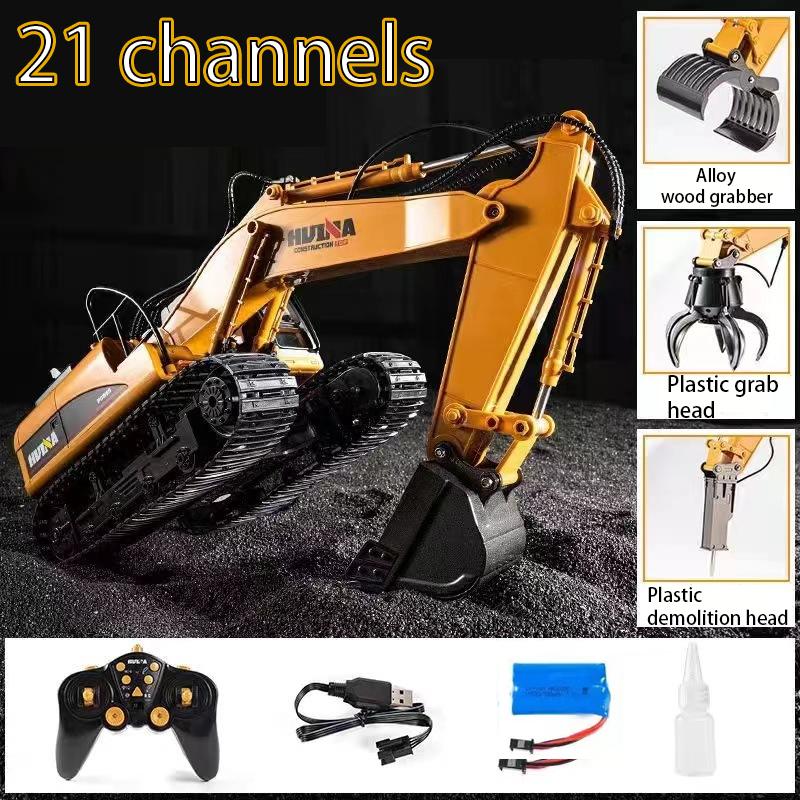 Huina 550HD 1:14-канальный радиоуправляемый экскаватор из сплава 21 канал, металлическая версия, 2,4 ГГц, беспроводной, большой строительный транспорт, игрушки-экскаваторы