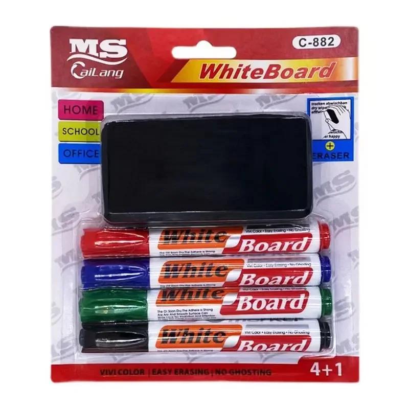 4 шт. цветной стираемый маркер для белой доски с ластиком для белой доски, набор для протирки, школьные принадлежности для учителя, домашний офис, школьные принадлежности