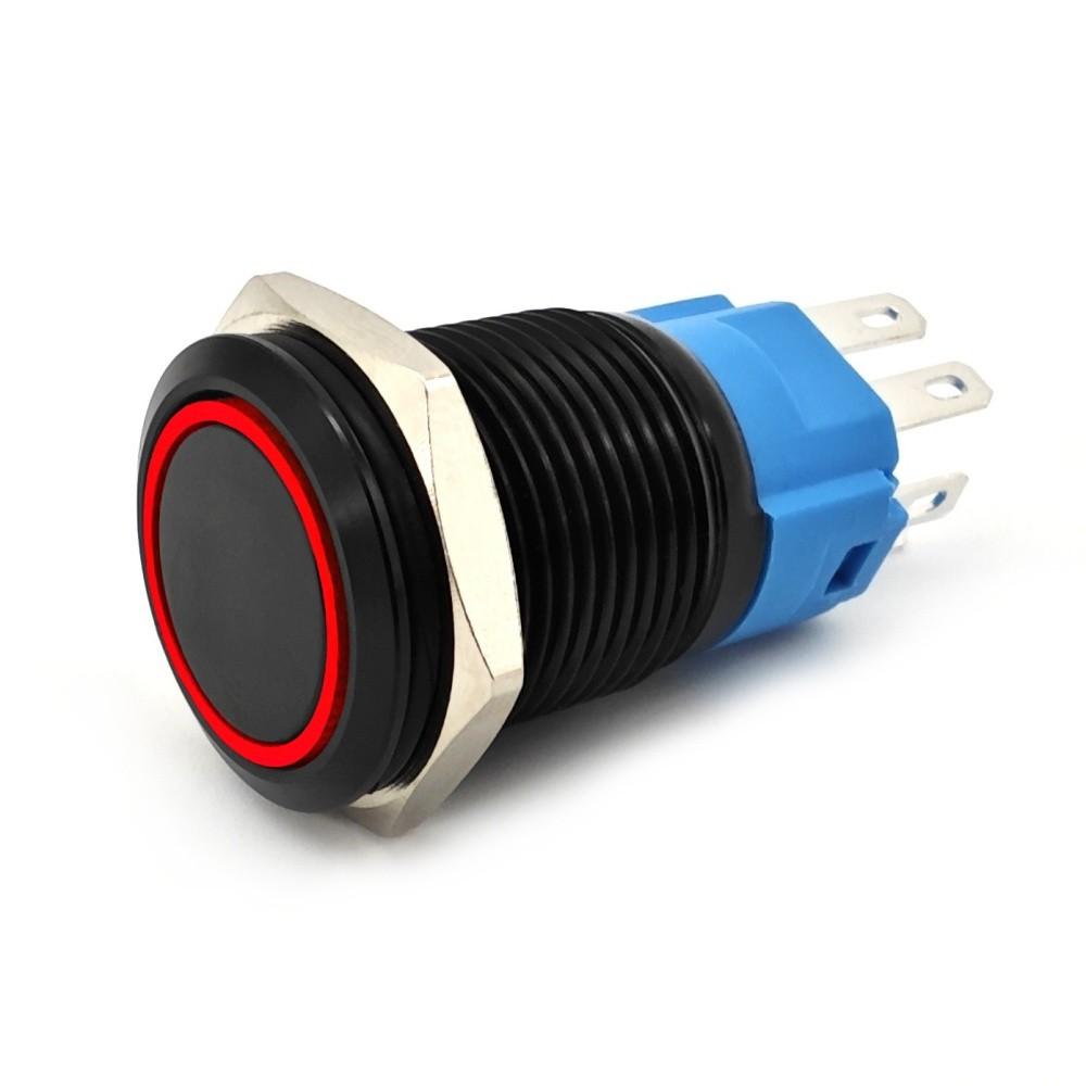 Переключатель вкл/выкл, светодиодная кнопка с фиксацией 18 мм RGB 3 в 1 черный + внедорожная розетка