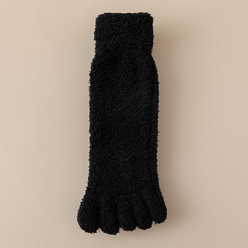 Женские толстые носки с пятью пальцами, зимние теплые носки из кораллового флиса с пушистыми пальцами, полосатые мягкие уютные носки, женские тапочки