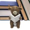 9cm Bath Tub Highland Cow Toilet Seat Reading Highland Cow Resin Statue Funny Cattle Decorations For Christmas Garden