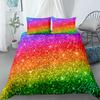 Rainbow Duvet Cover Set Colorful Glitter Rainbow Bedding Set for Kid Boy Girl Multicolor Comforter Cover Polyester Quilt Cover