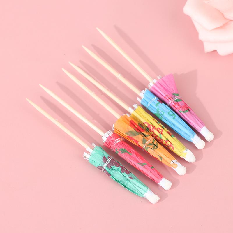 50PCS Cocktail Umbrella Sticks Decorative Toothpicks Cupcake Fruit Dessert Buffet Cocktail Parasols Drinks Picks Party Tableware
