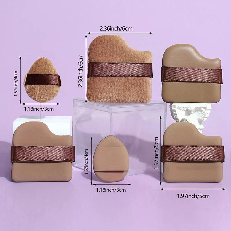 6 шт./набор Розовые пуховки Мини-пуховки для пальцев Пуховки для пудры Консилер Румяна Сухой и влажный макияж Мягкий, приятный для кожи Флок Аэропуховка