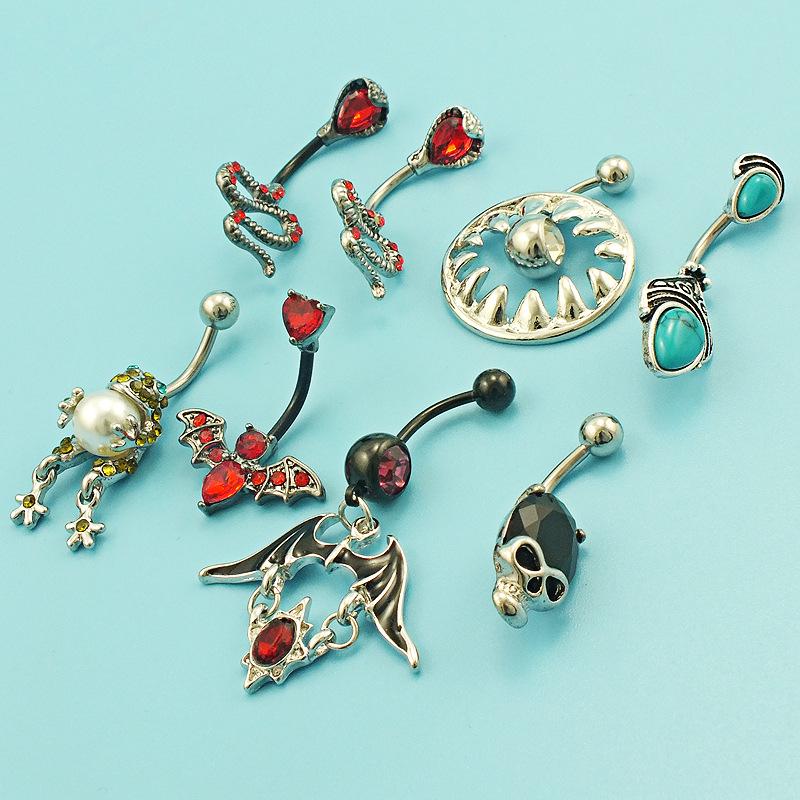 Кольцо для пупка с цирконием Cross Border в форме змеи с рисунком черепа