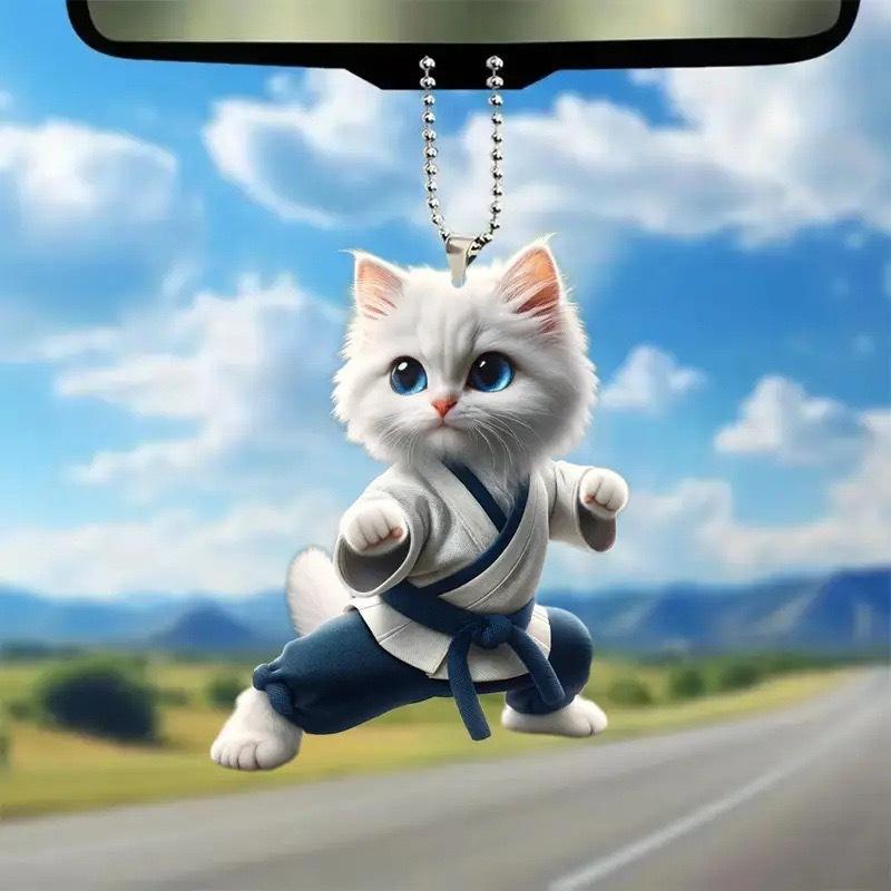 Car Rearview Mirror 3d Cat Hanging Pendant Animal Shape Ornaments Backpack Accessories Cretive Adorns Decorative Decor for Car