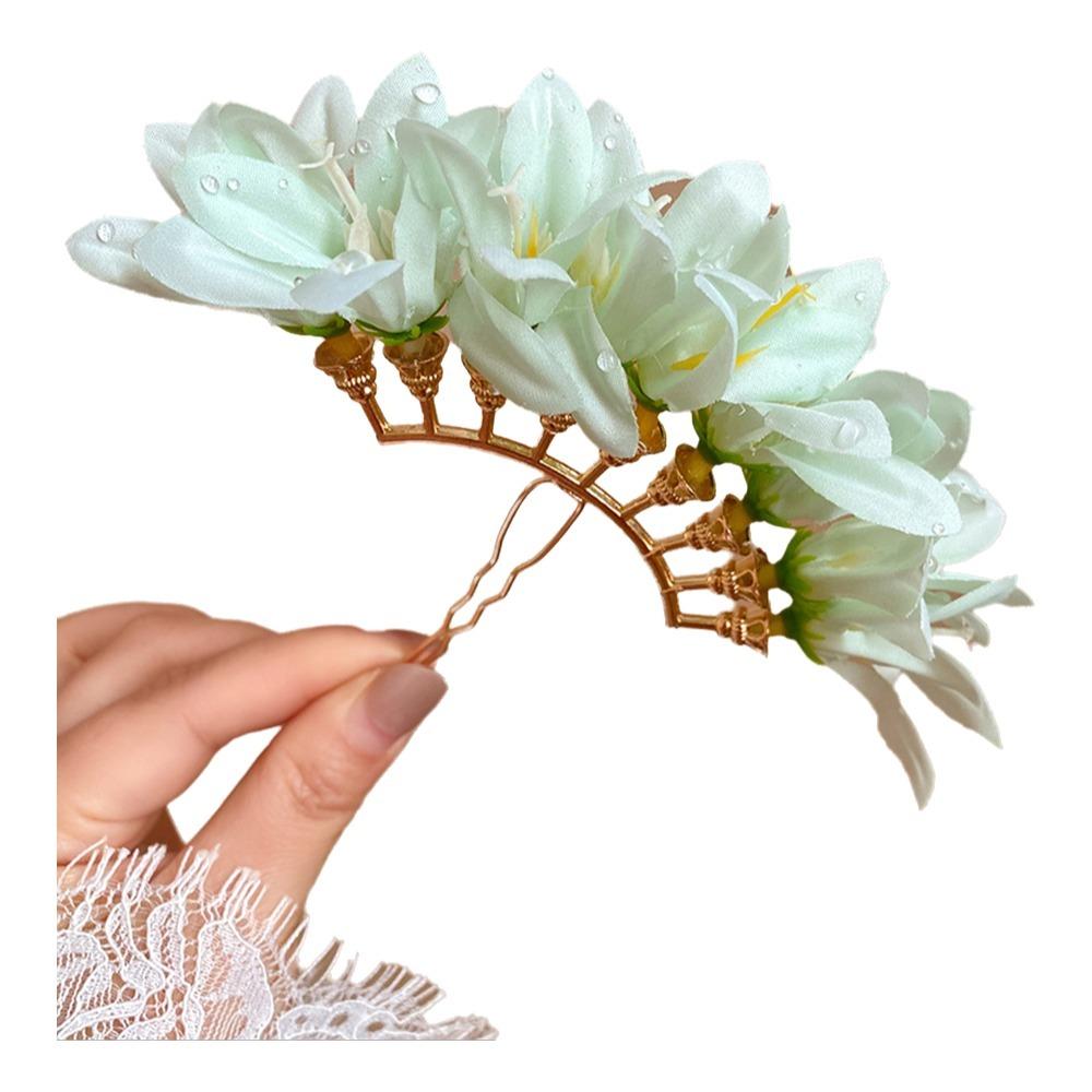Sweet Chinese Style Red Flower Hairpin Super Fairy Wedding Traditional Hair Accessory Vintage Bridal Hair Ornament for Brides