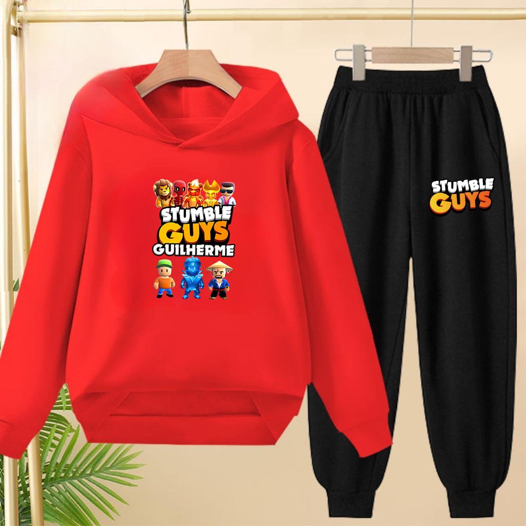 Children's Hoodie Pullover 3-12Yrs Anime GUYS Print Charming Coat Sweatshirt+Pants Boys Girls Toddler Trendy Clothes Leisure Set