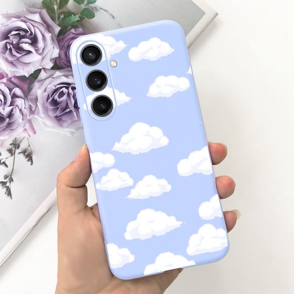 Для чехла Samsung Galaxy A35 A25 2023 5G Case SM-A356B SM-A256B Черный Кот Ночь Луны Модный Coque Etui Матовый Силиконовый Корпус