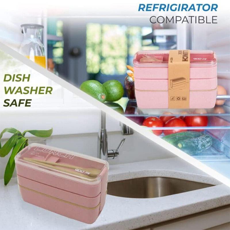 3-слойный ланч-бокс, ложка, вилка, столовая посуда, набор для хранения еды, бенто, микроволновая печь