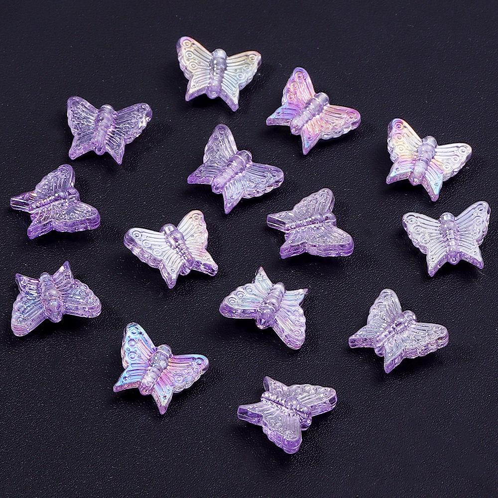 50-Pack Acrylic Colored Transparent Butterfly Beads for DIY Phone Chains