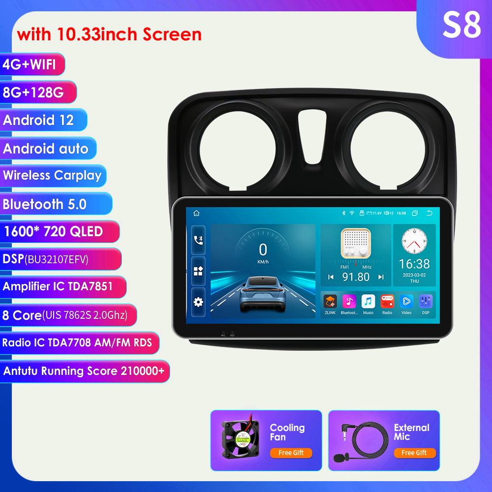 2din Android Авторадио для Renault Logan 2 2012-2019 Sandero 2 Автомобильный радиоприемник Мультимедийный видеоплеер GPS Navi Головное устройство Carplay 4G Интеллектуальный экран