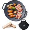 No Seasoning Required Multi Griddle Iron Plate 33cm Compatible with IH Gas Direct Includes Storage Comes with Easy To BBQ Barbecue [AITECNO] Fire,