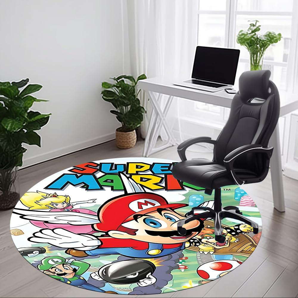 1pc Super Mario Bros. Office Round Area Rug, Under Office Chairs Bedroom Living Room Home Decor a1022284